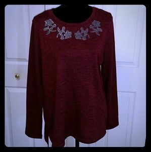 Rose patchwork sweater with tie back